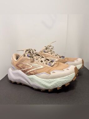 Brooks Women's Trail Runners in Tan with Lavender Accents